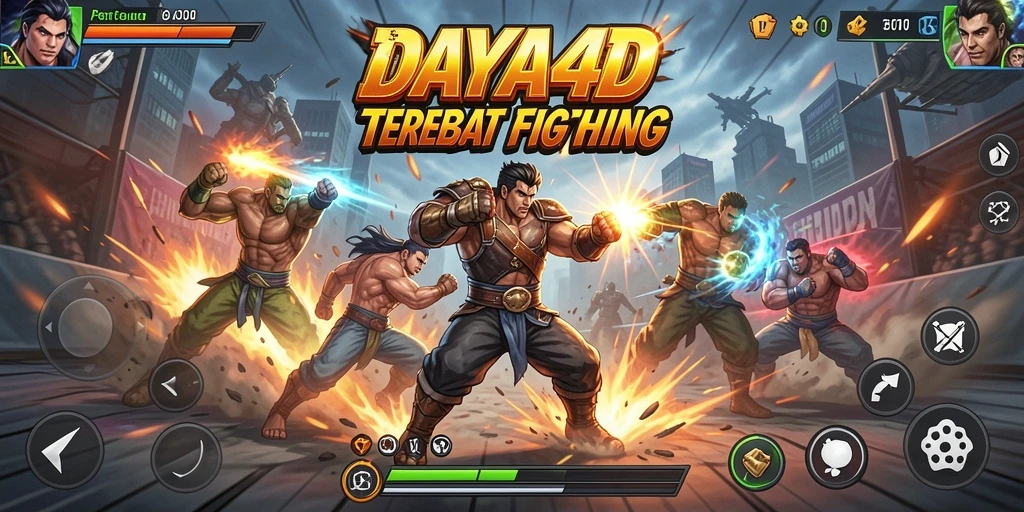 Tampilan gameplay menegangkan dari <strong>DAYA4D</strong> saat karakter bertarung di arena.