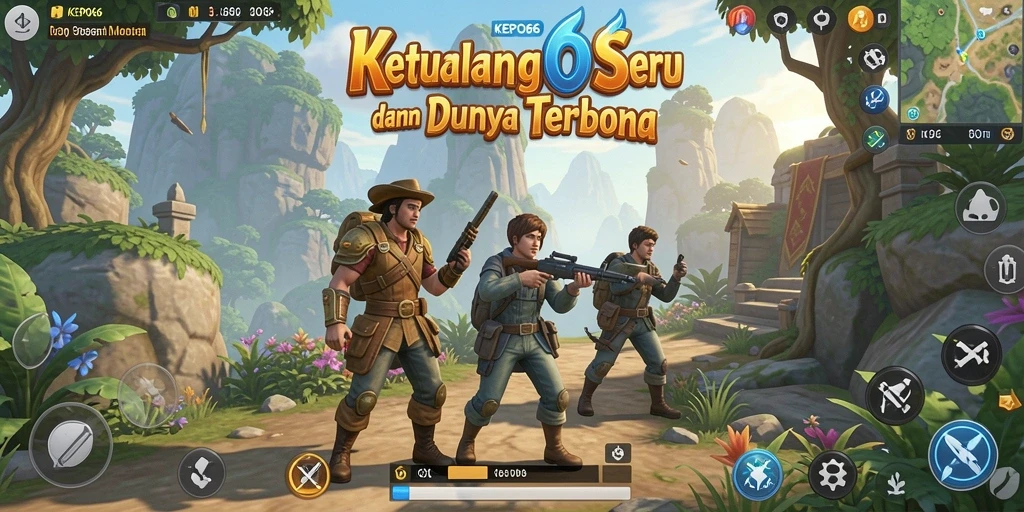 Screenshot gameplay KEPO66 menunjukkan menjelajah dunia terbuka yang luas.