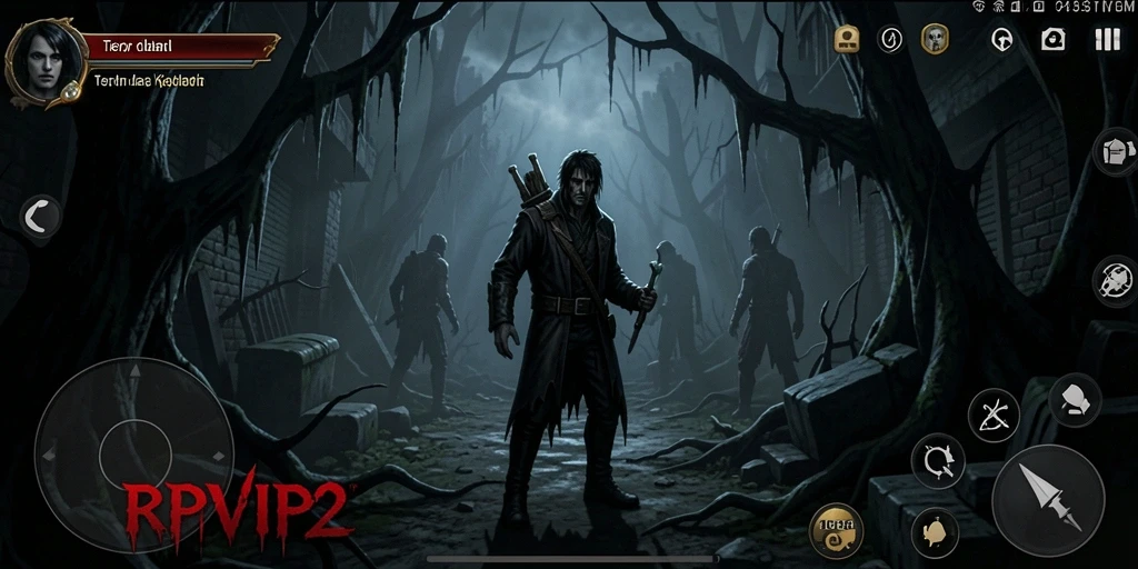 Screenshot utama RPVIP2 menampilkan suasana gameplay yang mencekam dan menakutkan.