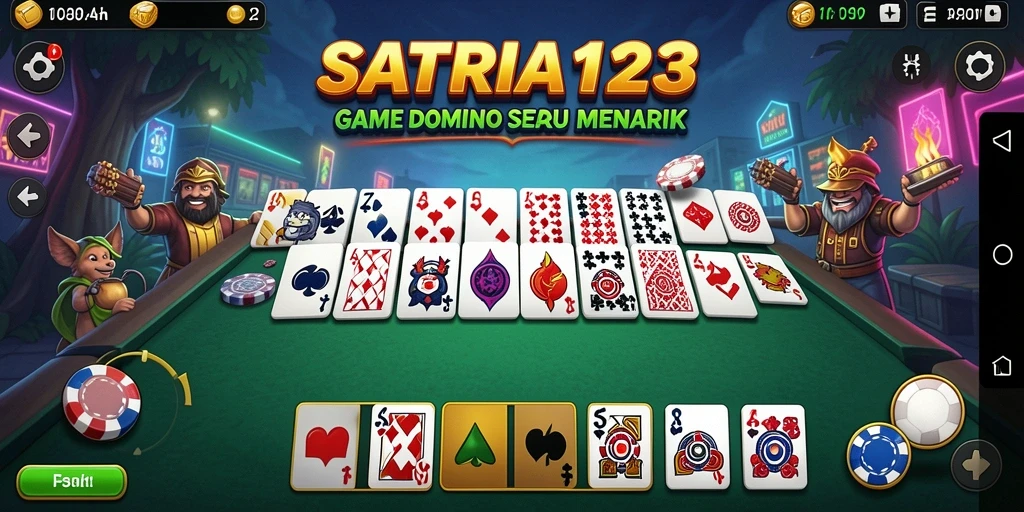 Screenshot gameplay menarik dari SATRIA123 yang menunjukkan aksi bermain Domino.