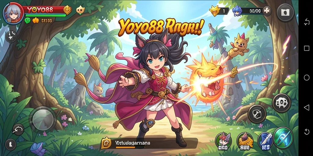 Tampilan gameplay seru penuh karakter anime favorit.